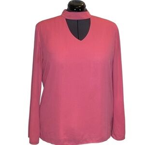 The Limited women's size XL PINK Choker dressy pull-on long sleeve blouse top
